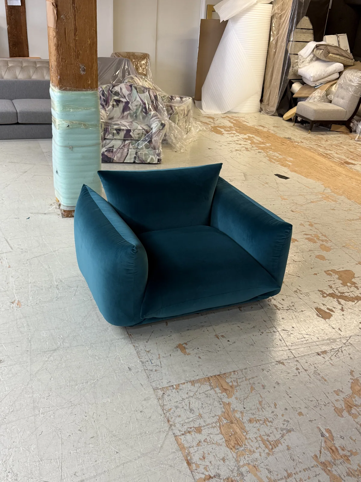 Blue Upholstered Lounge Chair