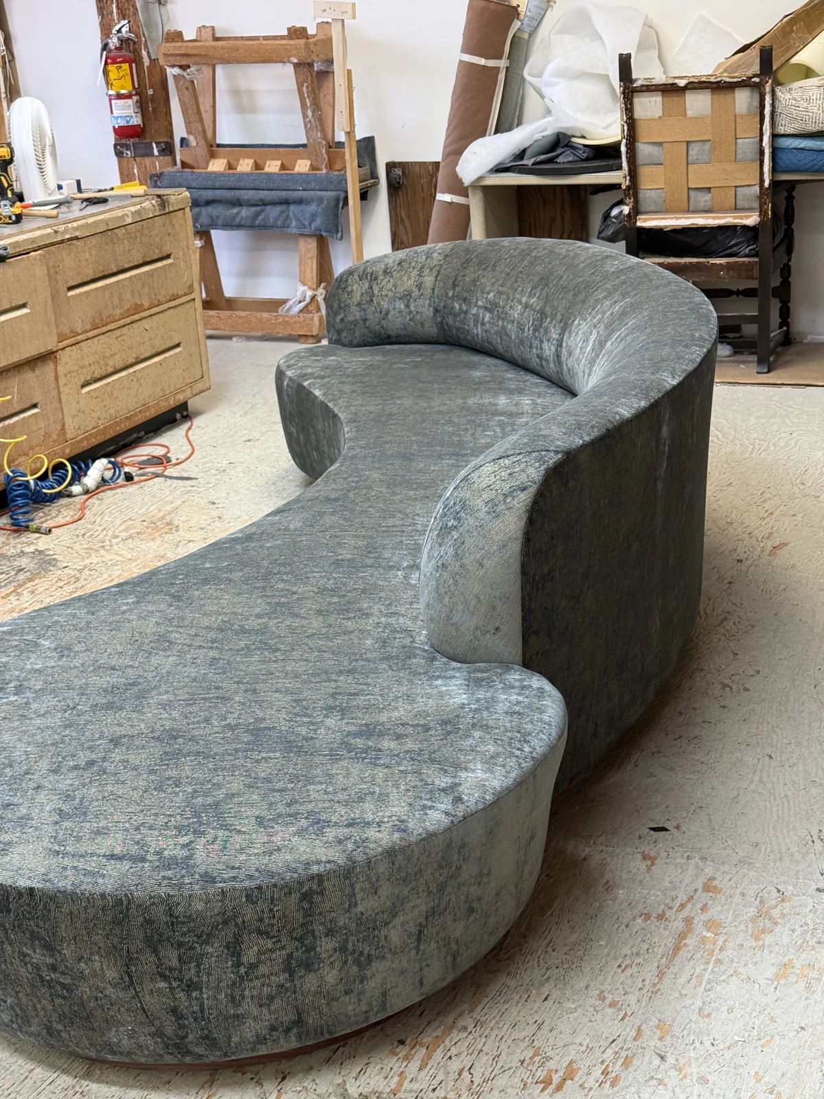 Curved Upholstered Chaise