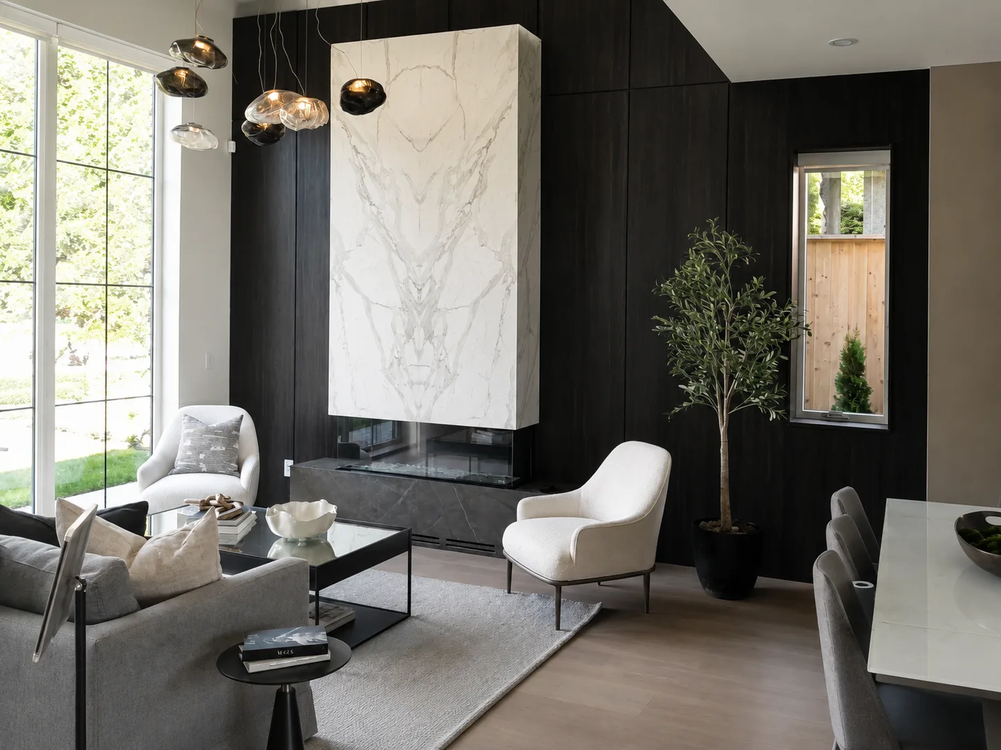 Dark Wood Kitchen & Living Millwork